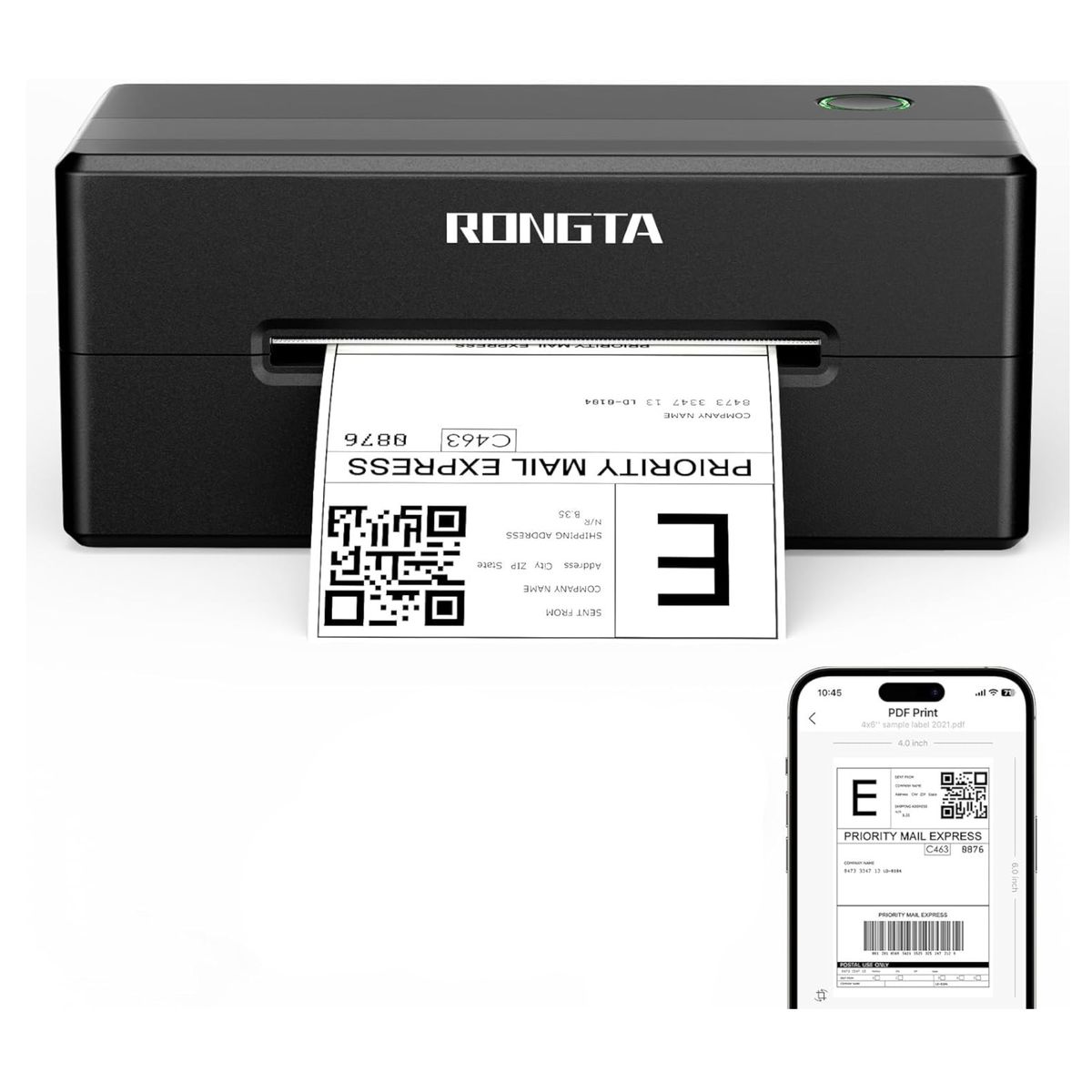 PRO - Impresora Termica de Etiquetas 4x6 Rongta Bluetooh Envio Bluetooh Negro