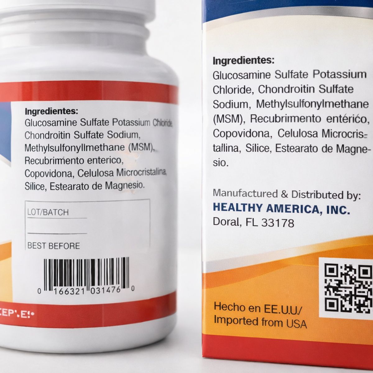 HEALTHY AMERICA - WellFlex Glucosamina + Condroitina + MSM Bienestar Articular 120 Caplets Recubrimiento Entérico