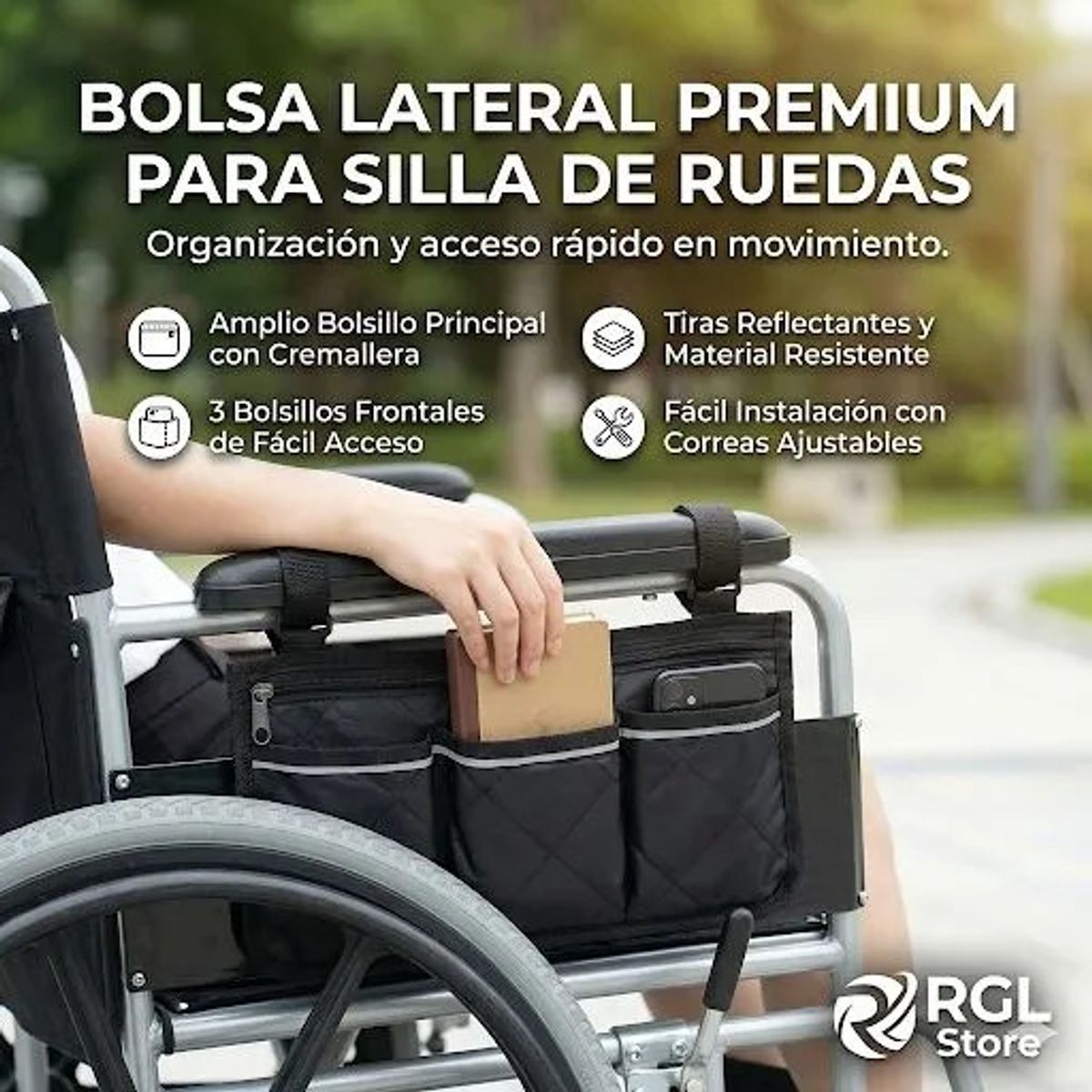 GENERICO - Bolsa Organizador Lateral Silla De Ruedas  Reposabrazo