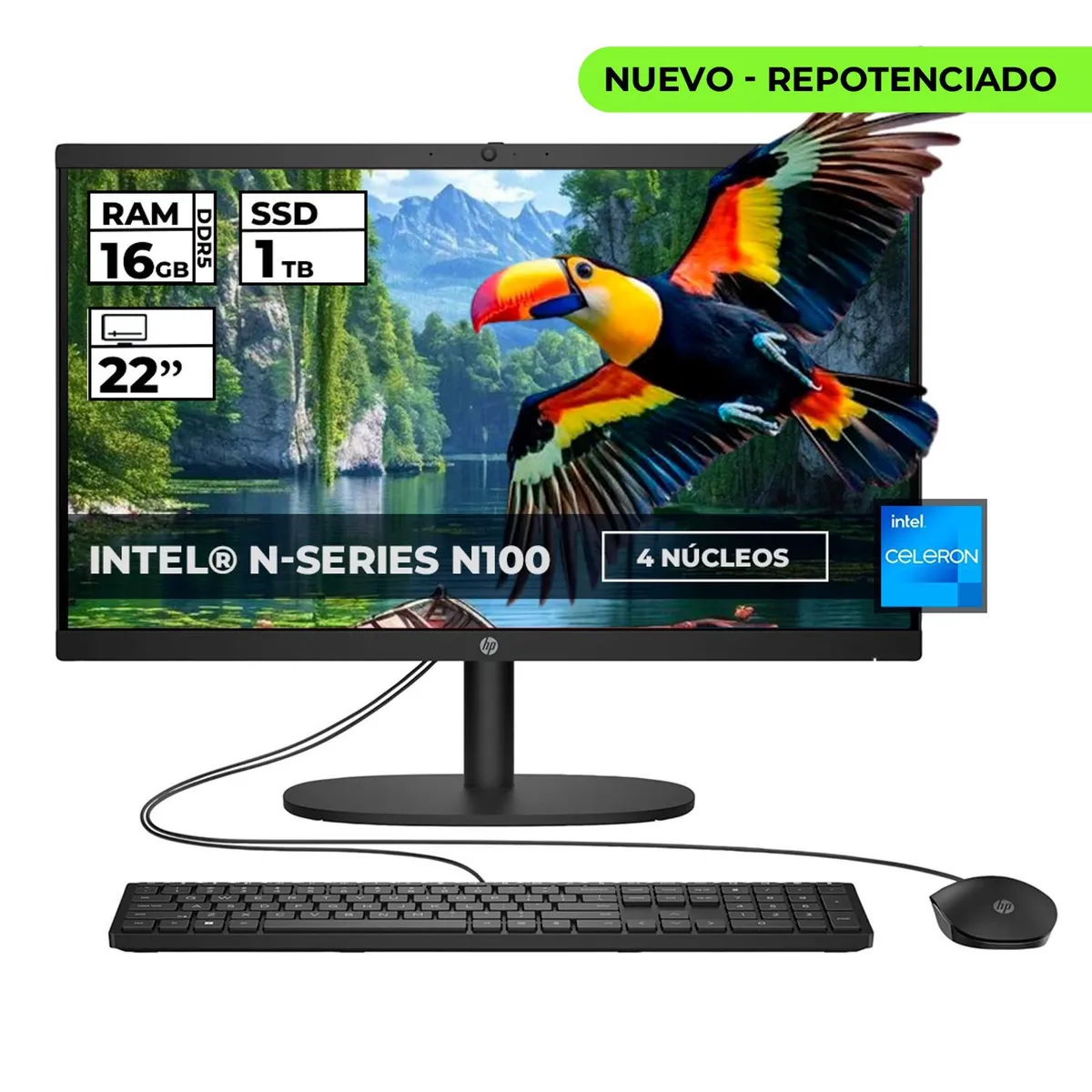 HP - TODO EN UNO HP 22-DG0205LA INTEL N100 16GB 1TB SSD FHD 22″ NEGRO