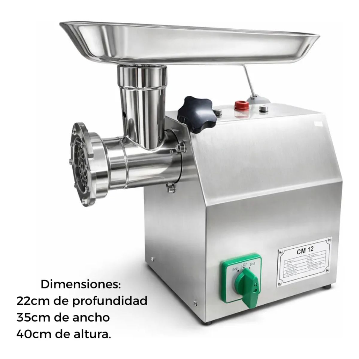 GENERICO - Molino de Carne Industrial Eléctrico 12 Acero Inoxidable 1HP 110V