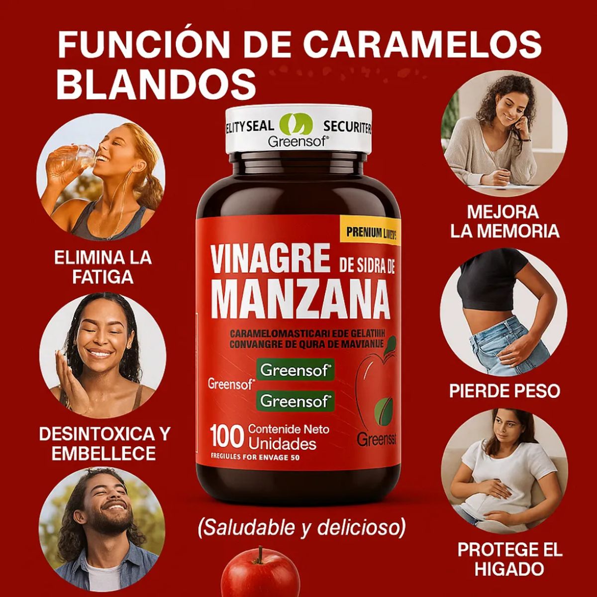 NATURAL ENERGY PRODUCTS - Vinagre de Manzana Americano  Control de Peso x 480 mg