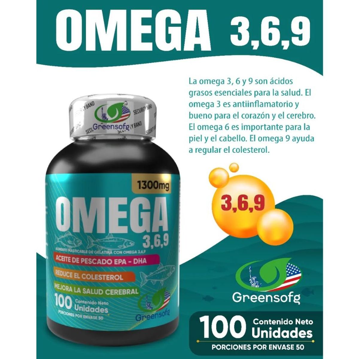 NATURAL ENERGY PRODUCTS - Omega 3-6-9 con Invima  Apoyo Articular x 1300 mg