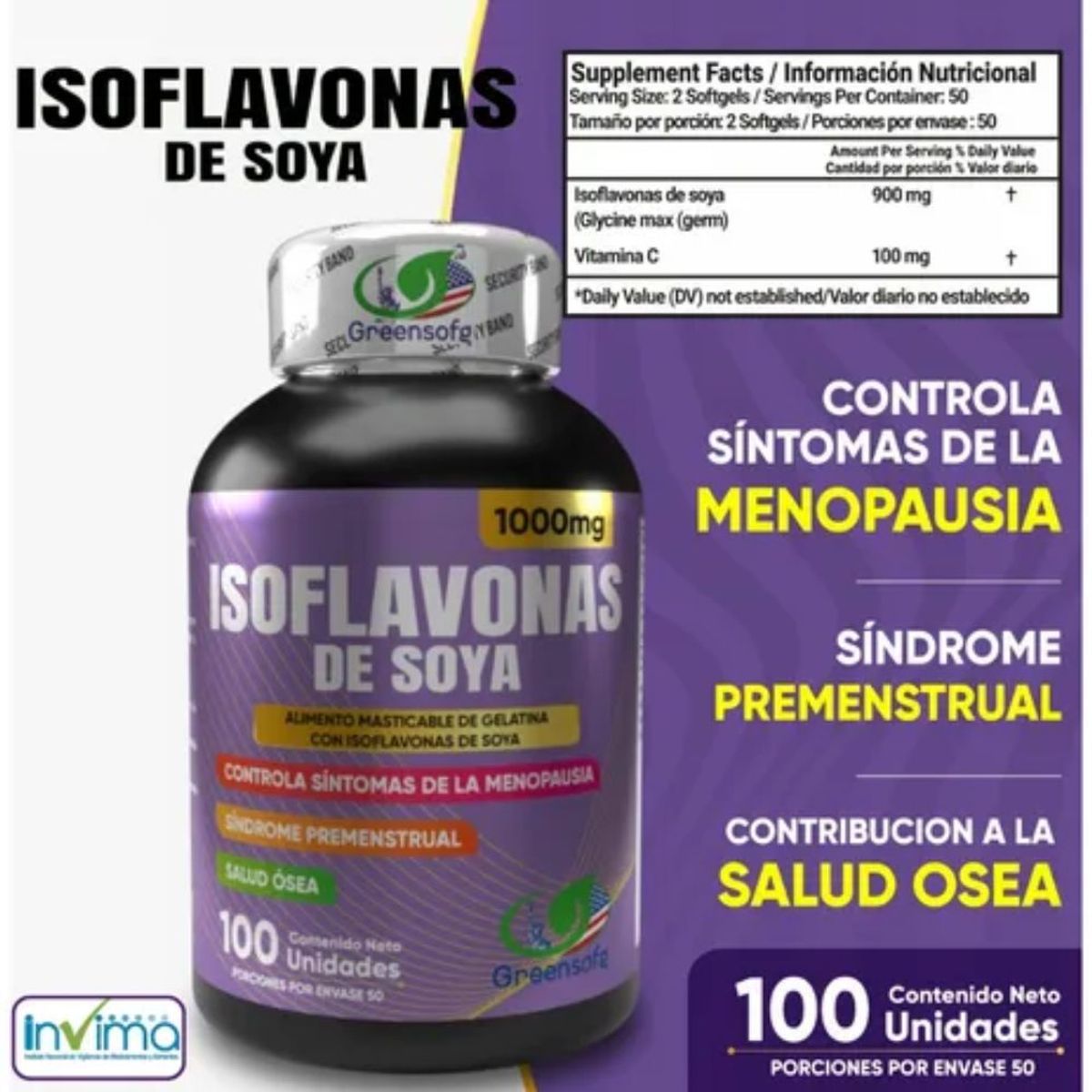 NATURAL ENERGY PRODUCTS - Isoflavonas de Soya con Invima  Bienestar Femenino x 1000 mg