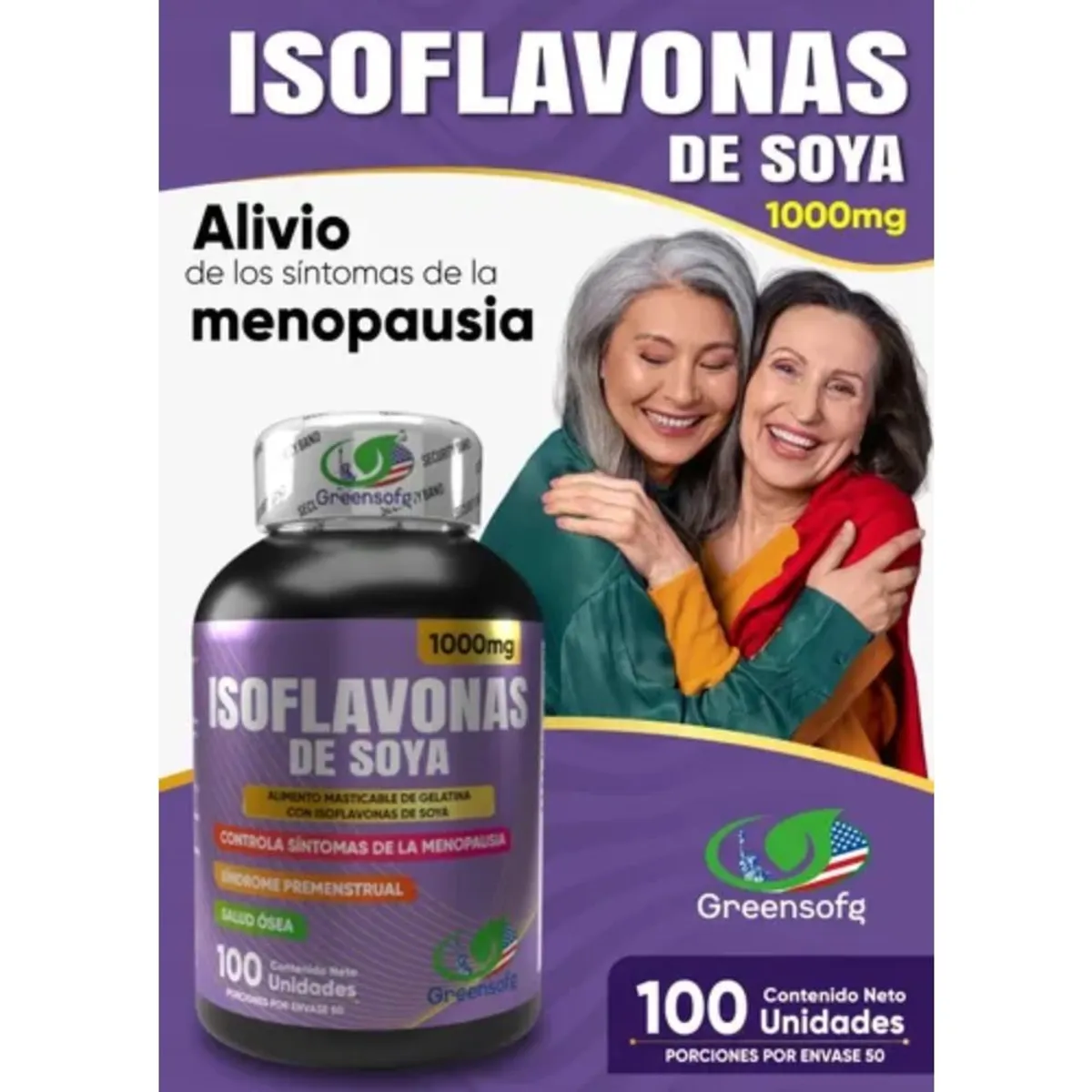 NATURAL ENERGY PRODUCTS - Isoflavonas de Soya Americanas con Invima  Apoyo Menopáusico x 1000 mg