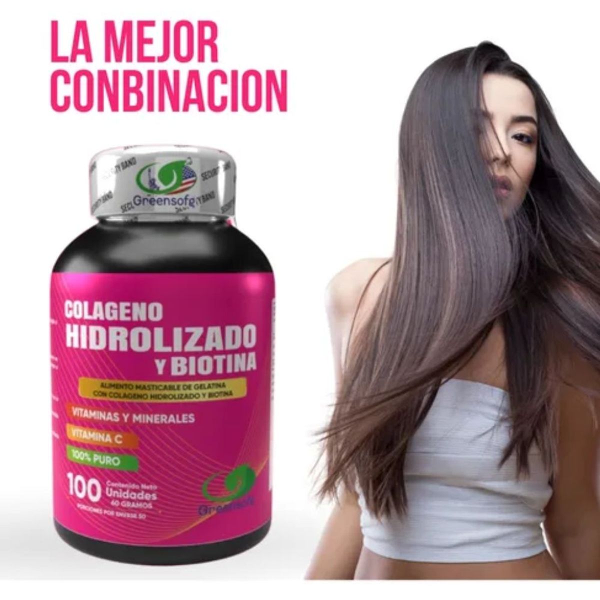 NATURAL ENERGY PRODUCTS - Colágeno Hidrolizado + Biotina Americano con Invima  Belleza Integral x 1000 mg