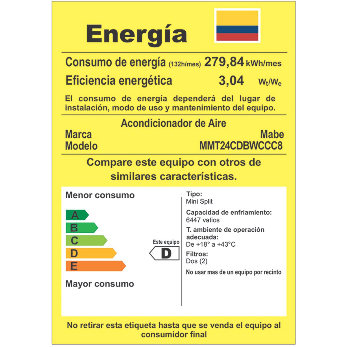 MABE - Minisplit 24.000 Mabe on off 220v