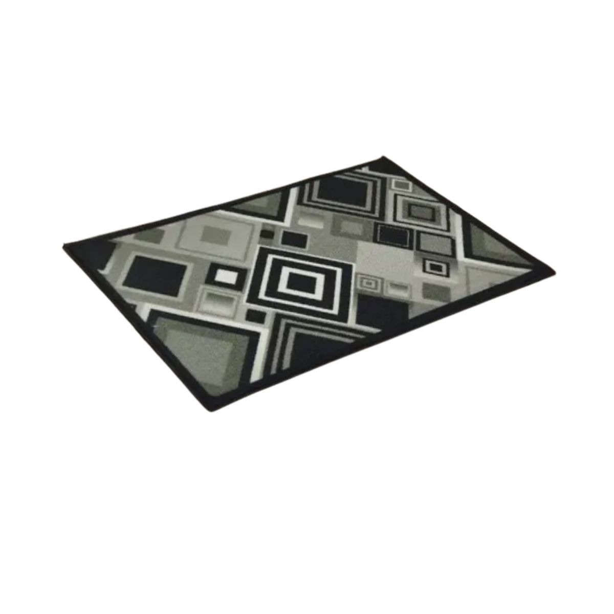 GENERICO - Tapete Moderno Antideslizante Estampado Geométrico 50 X 80 Cm Color Gris Oscuro