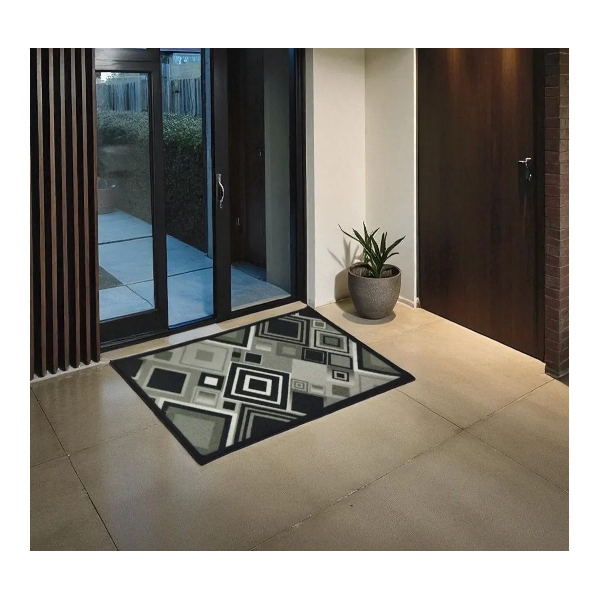 GENERICO - Tapete Moderno Antideslizante Estampado Geométrico 50 X 80 Cm Color Gris Oscuro