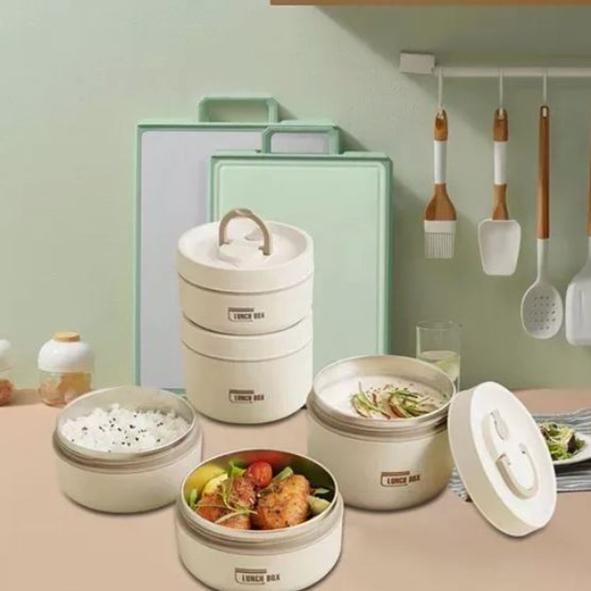 GENERICO - Set lonchera y porta comidas x4