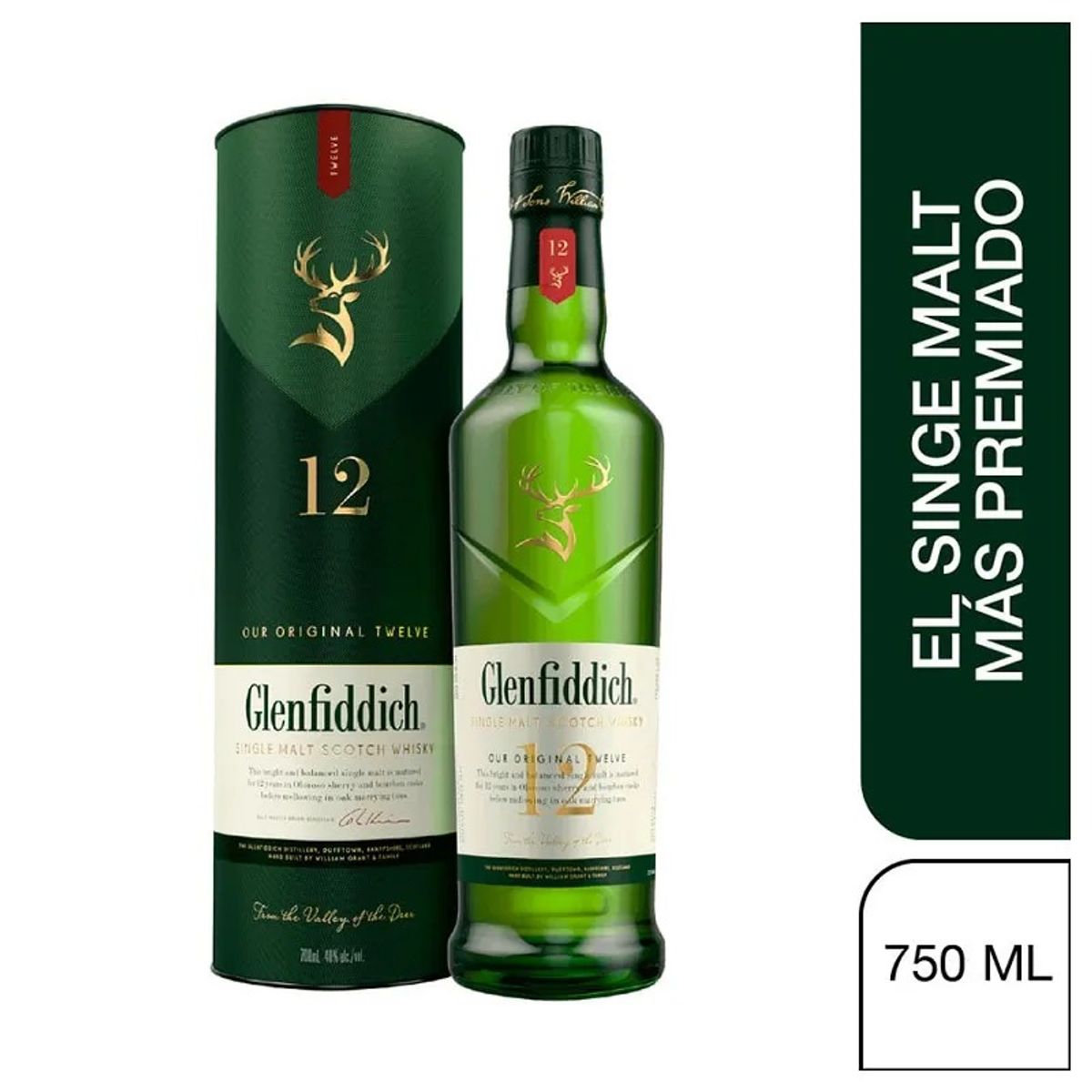 GLENFIDDICH - WHISKY SINGLE MALT GLENFIDDICH 12 AÑOS 750 ML
