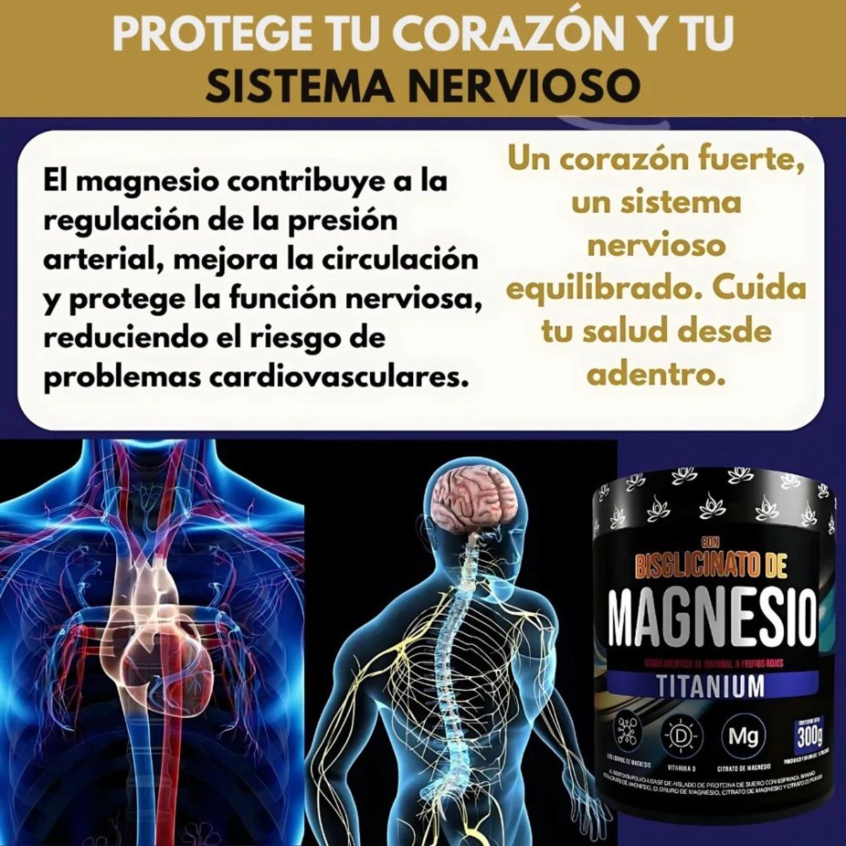 NATURAL MEDICINE - Bisglicinato de Magnesio - Ansiedad y Estrés x3