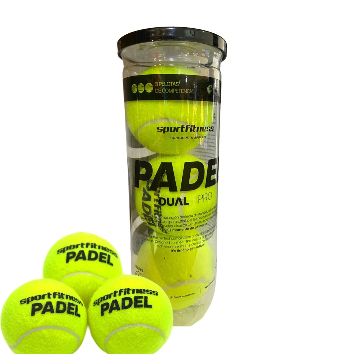 SPORTFITNESS - Set X3 Pelotas Para Pádel Uso Recreativo Y Pro