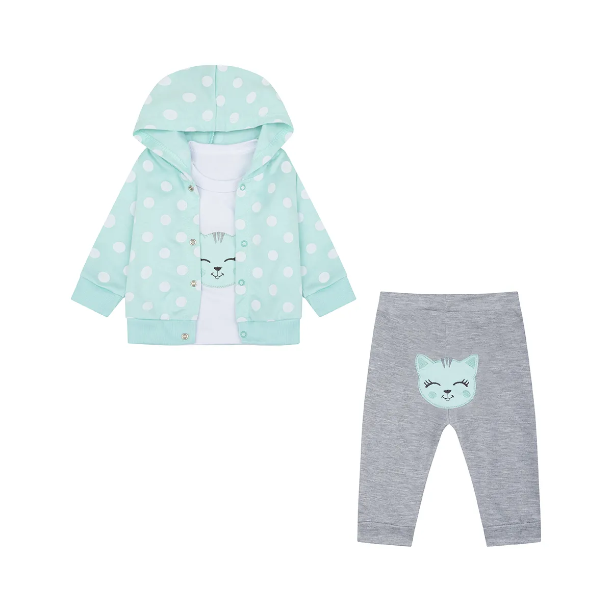BABY KDS - Conjunto Bebe Niña 3 Piezas Verde- Glotoncitos..