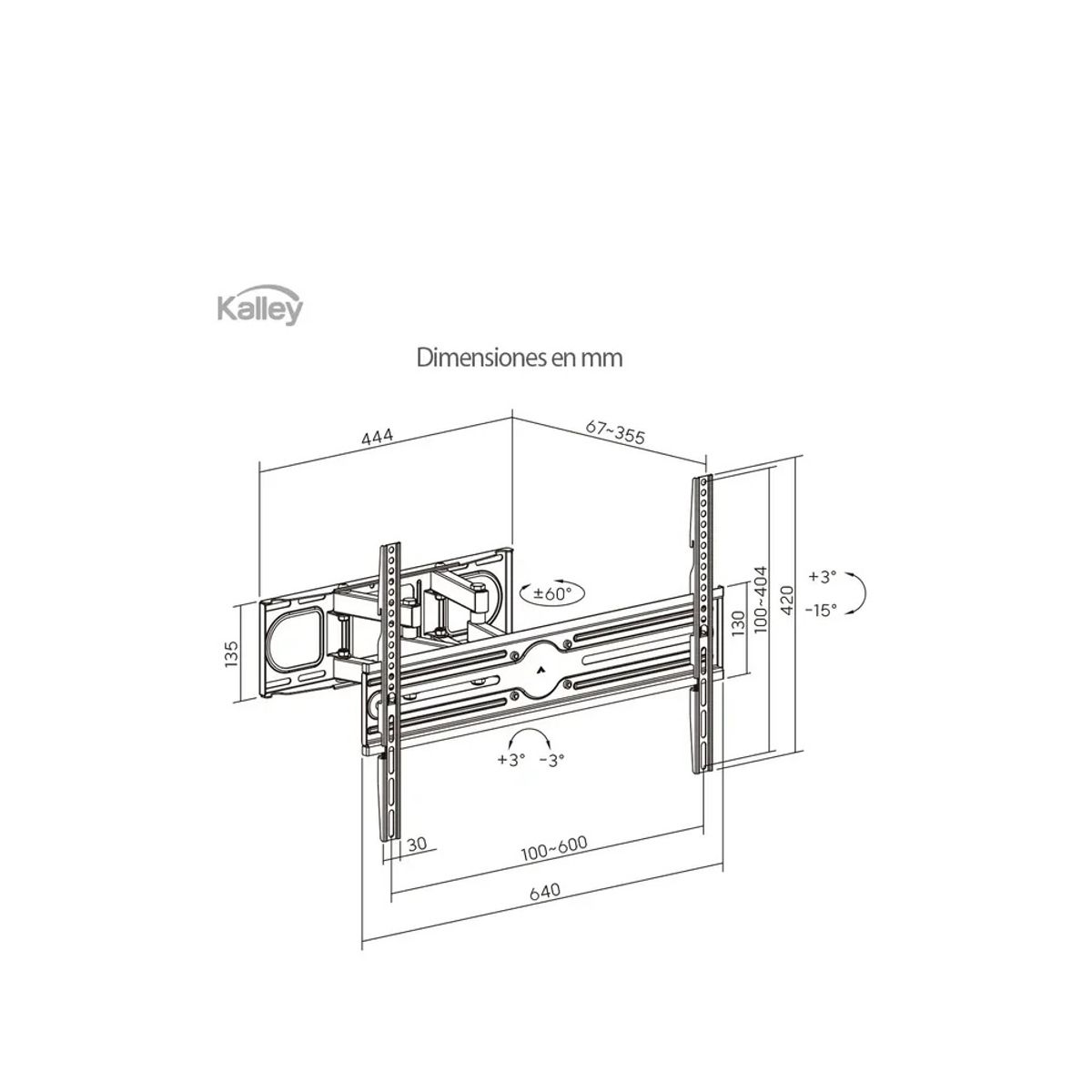KALLEY - Base KALLEY Doble Brazo Flexible para Televisores 37 a 80