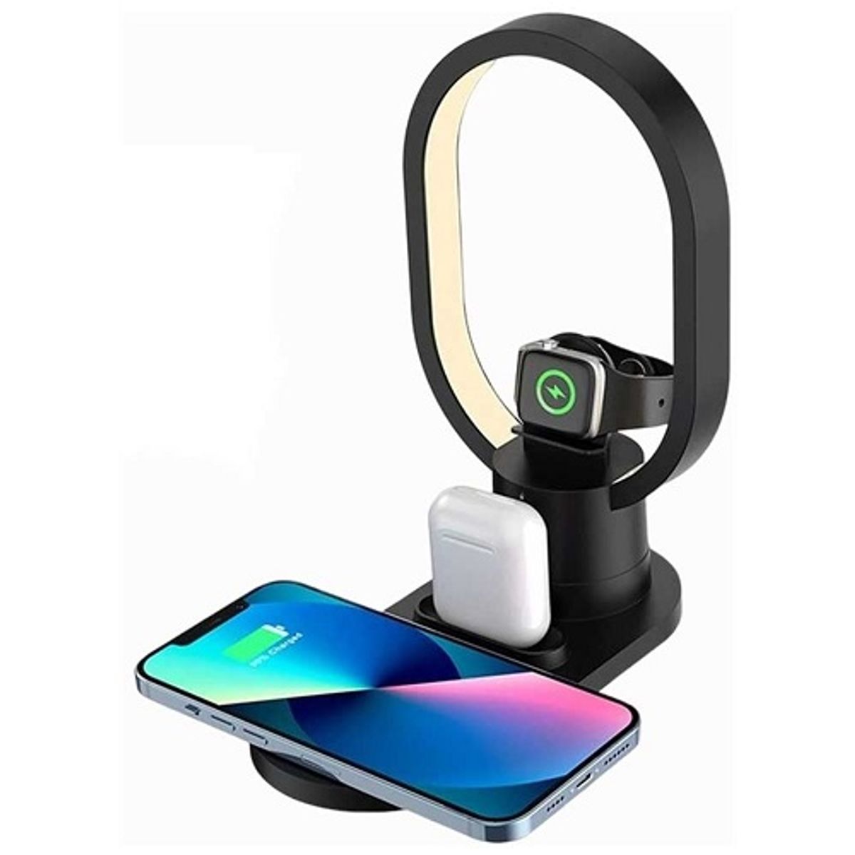 GENERICO - Soporte Base de Carga Inalámbrica 4 en 1 para Celular, Reloj y Audífonos