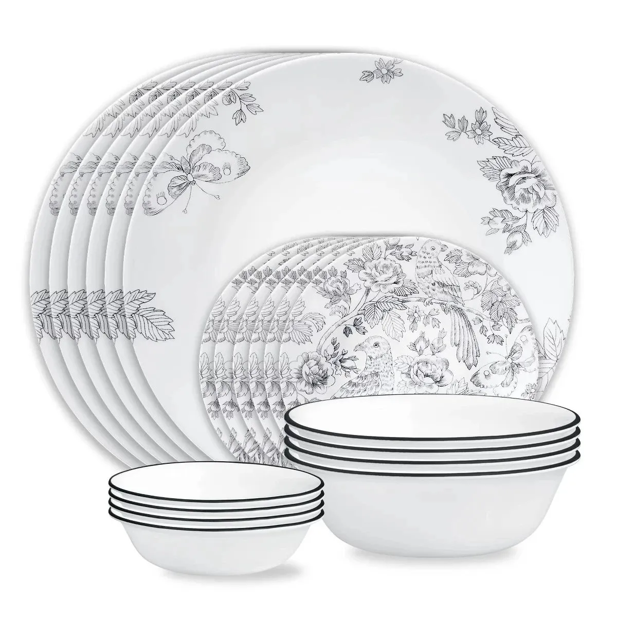 CORELLE - Juego De Vajilla De 16 Pz Corelle Livingware Francheska Blanco / Francheska