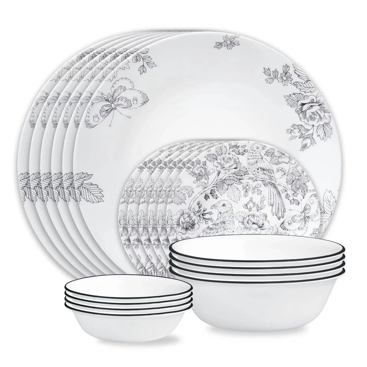 CORELLE - Juego De Vajilla De 16 Pz Corelle Livingware Francheska Blanco / Francheska
