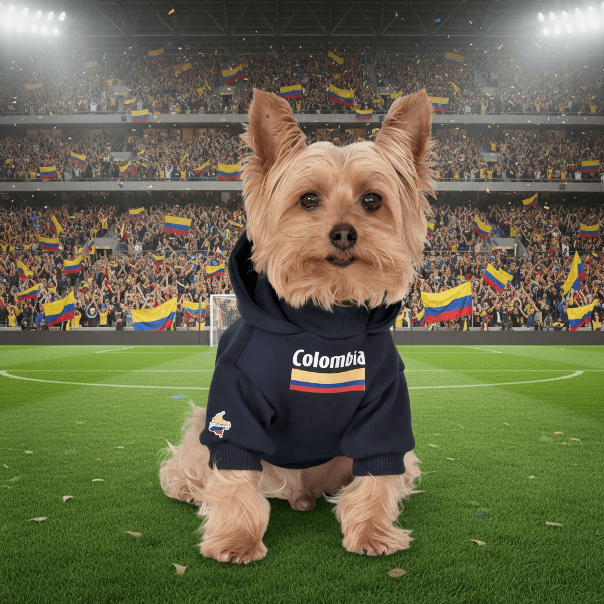 GENERICO - NUEVO PRODUCTO Buzo hoodie para perro Colombia Azul - Talla XL - Ropa para Mascotas