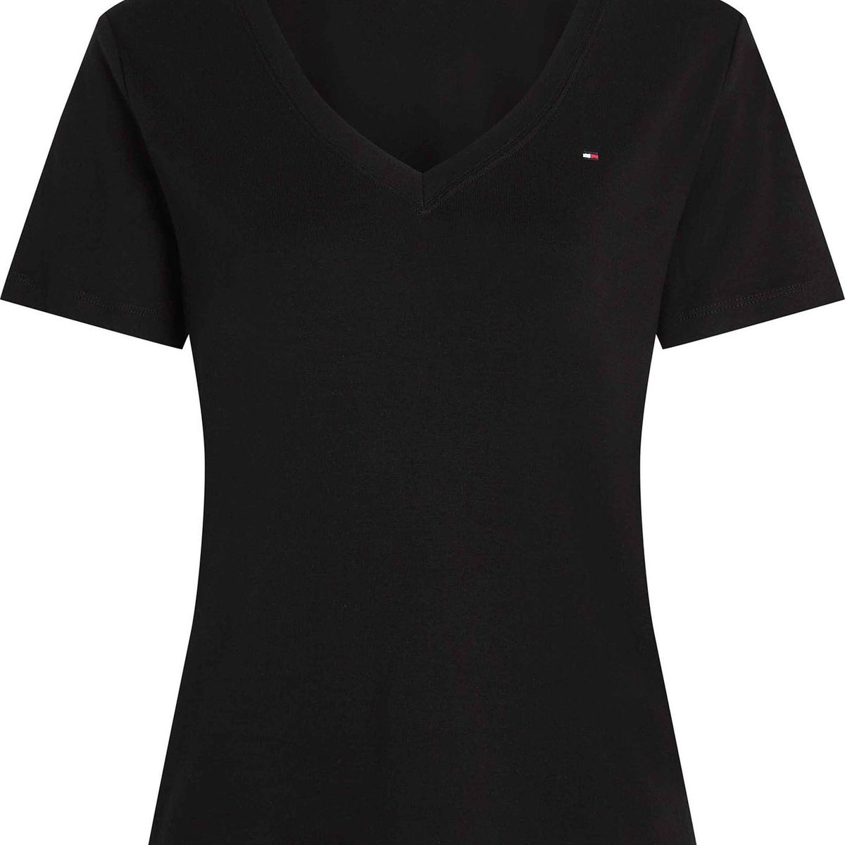 TOMMY HILFIGER - Camiseta negra con cuello en V Tommy Hilfiger