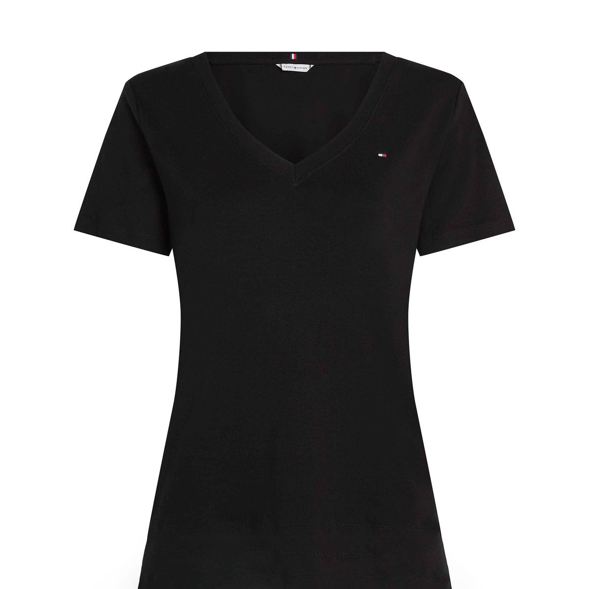 TOMMY HILFIGER - Camiseta negra con cuello en V Tommy Hilfiger