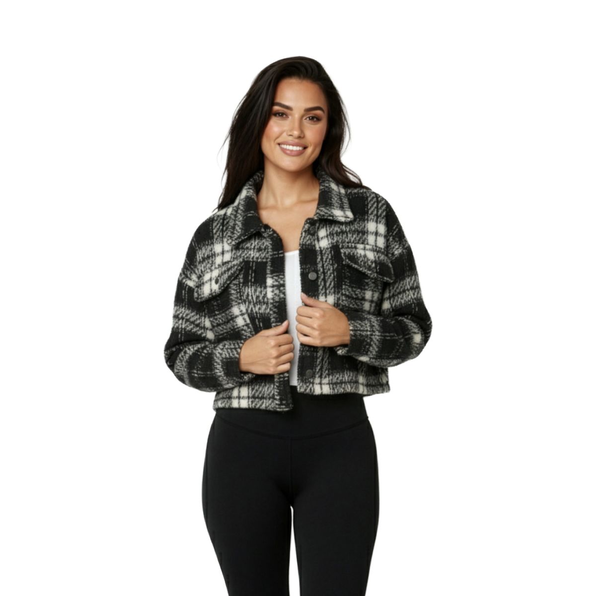 SYK - Chaqueta Para Mujer Oversize Leñadora Abrigada Negra