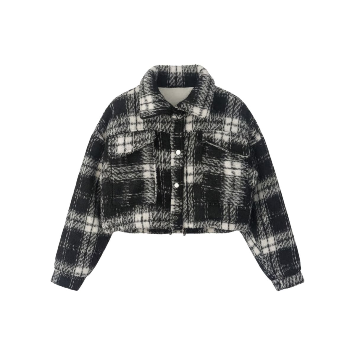 SYK - Chaqueta Para Mujer Oversize Leñadora Abrigada Negra