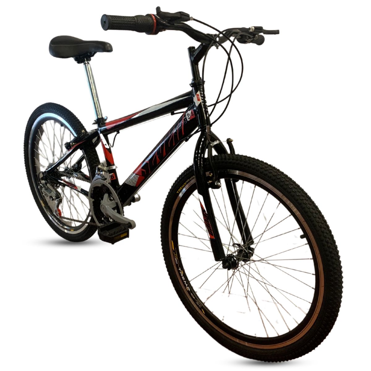 GENERICO - Bicicleta para Montaña Rin 24 para Niño /Negro-Rojo