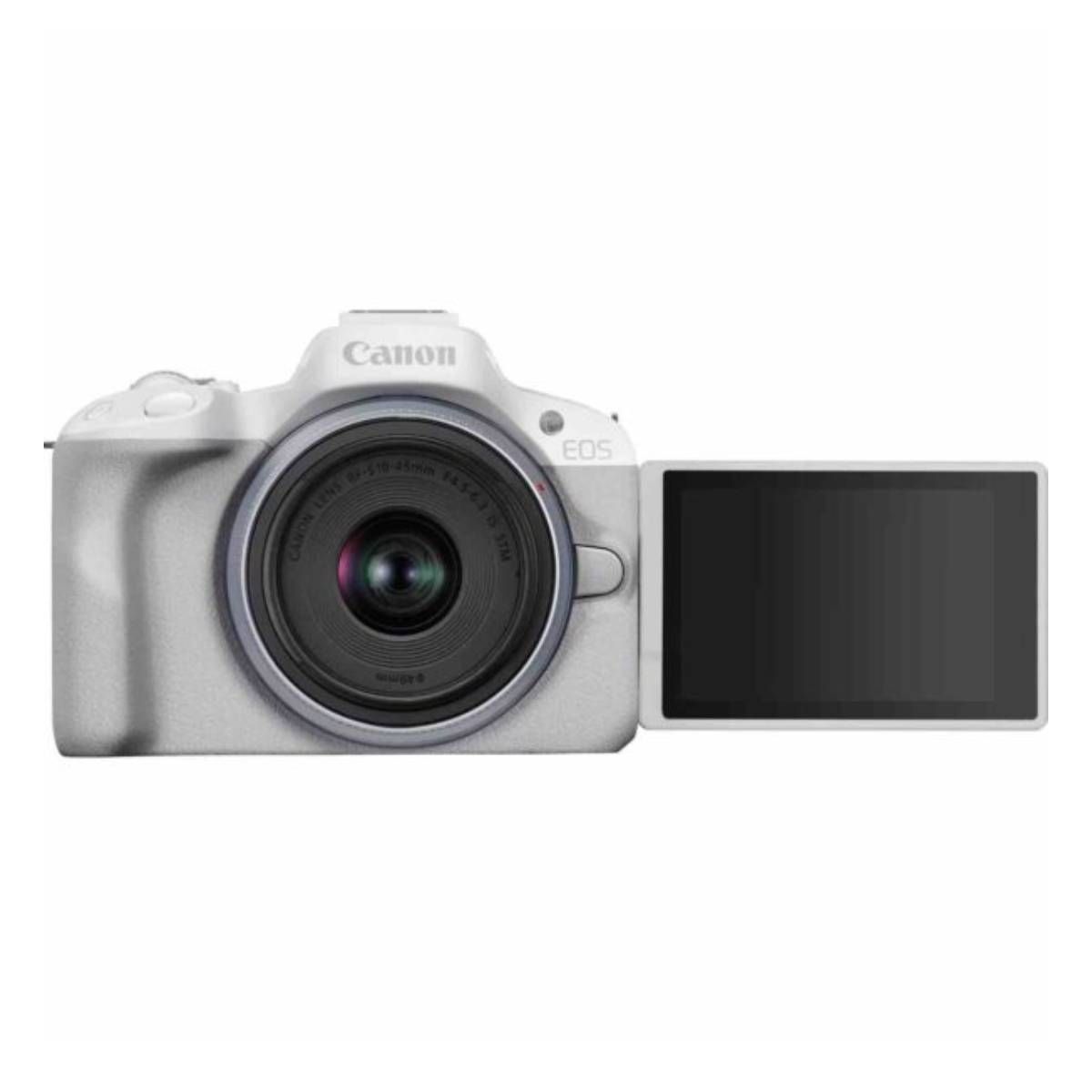 CANON - Cámara Canon EOS R50 con lente kit 18-45 mm color blanco