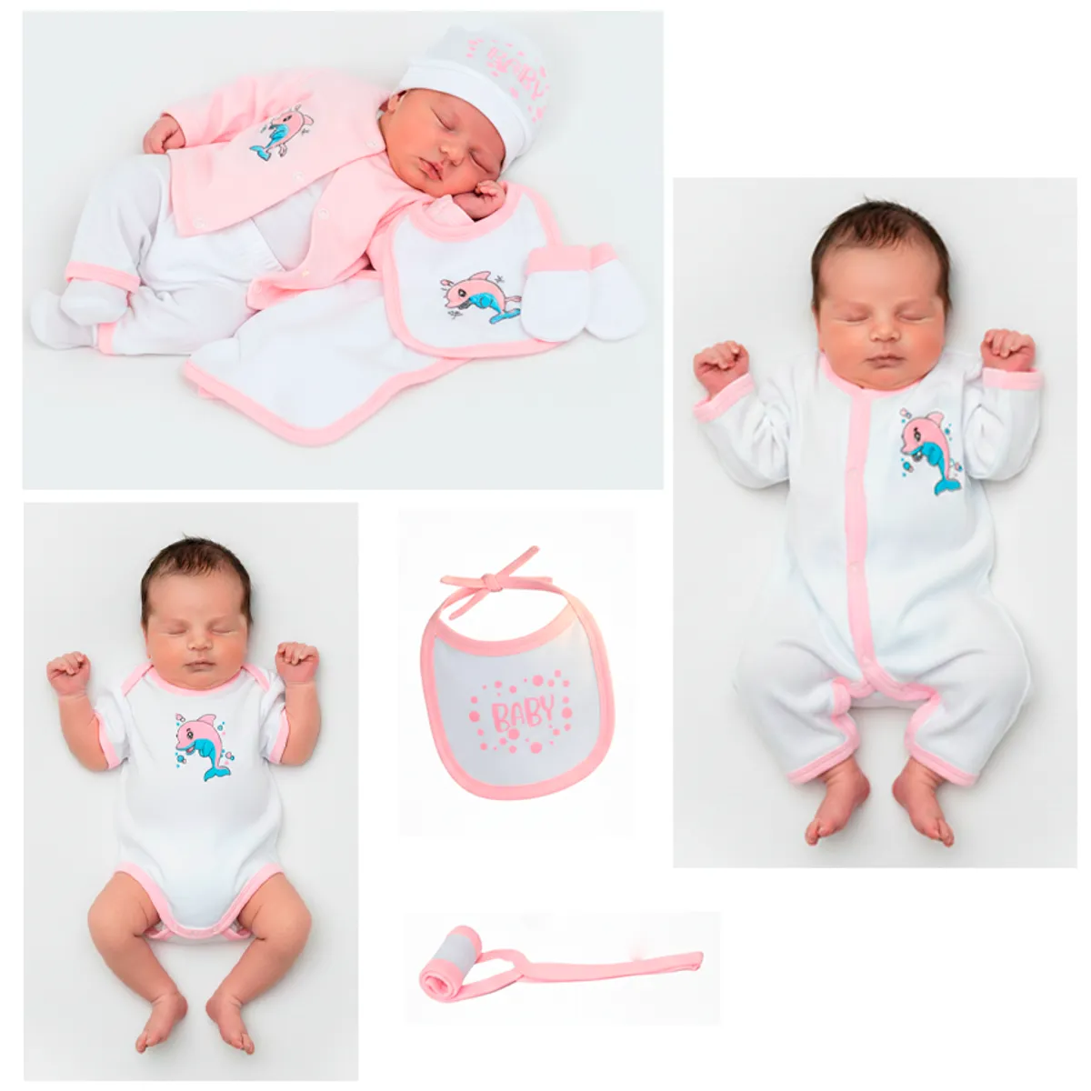 BABY KDS - Set primera muda ajuar del bebe glotoncitos - rosado