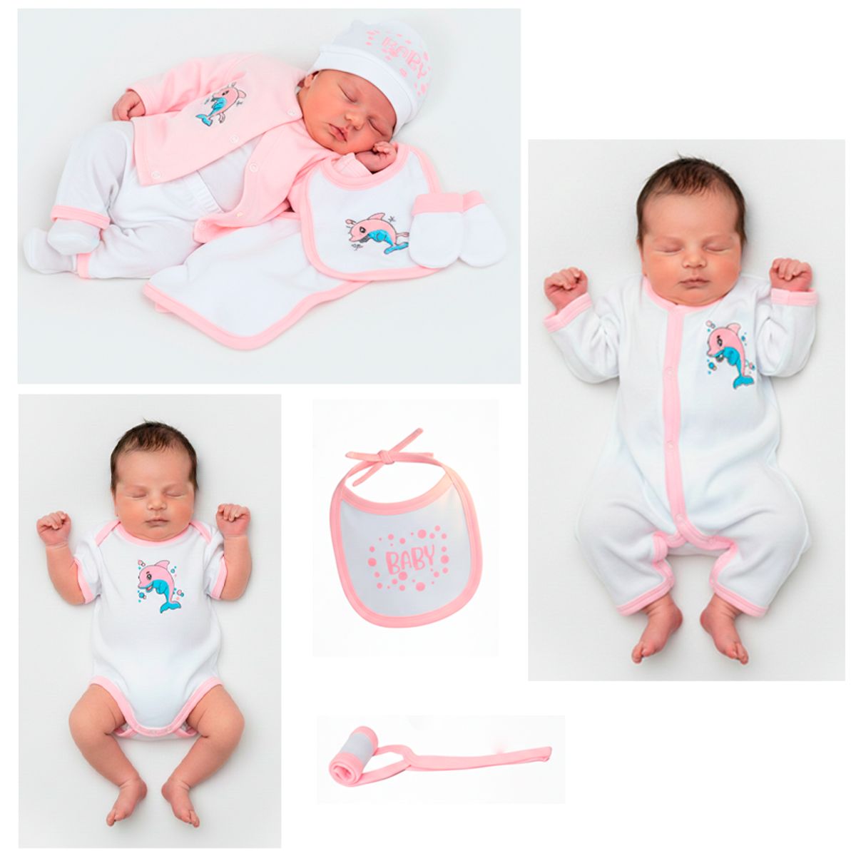 BABY KDS - Set primera muda ajuar del bebe glotoncitos - rosado