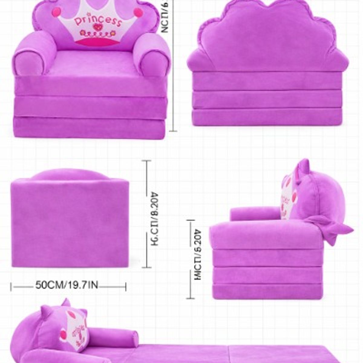 GENERICO - Sofa Cama Plegable Para Niñas princesa morado