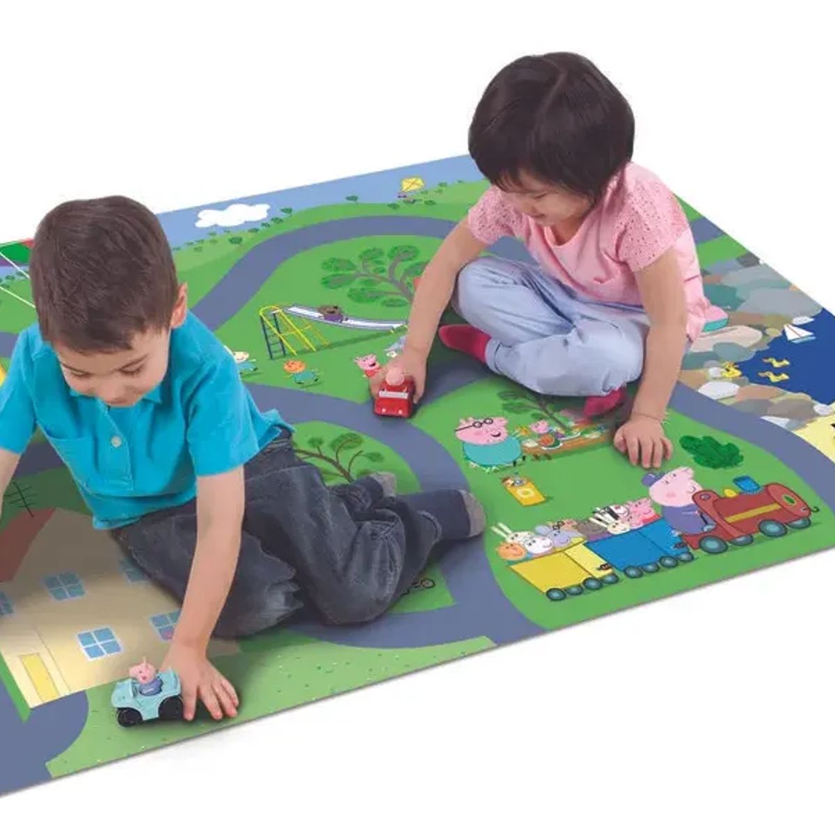 GENERAL - Alfombra De Juego Para Suelo Con 2 Vehículos Pepa Pig Verde