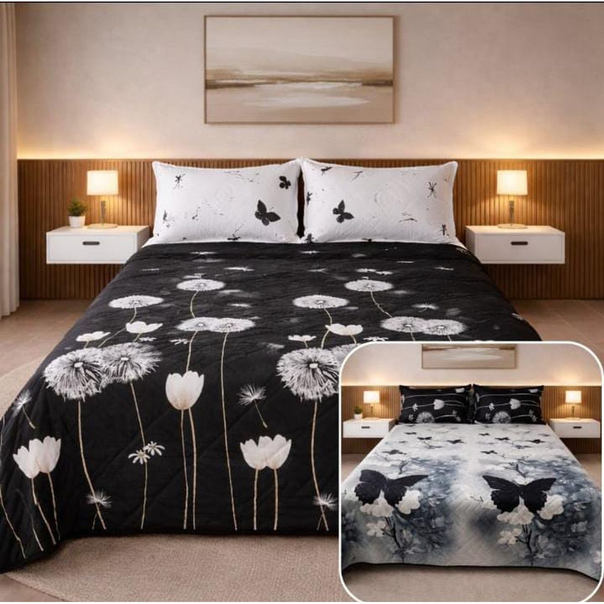 SIRENITAS - Edredón Colcha Española Doble faz Cama Doble Mariposas