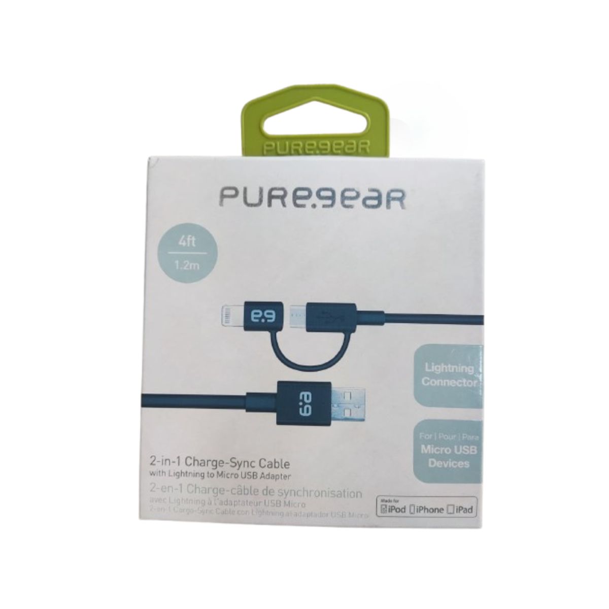 PURE GEAR - CABLE DATOS LIGHTNING-MICRO - PUREGEAR - 1.2M