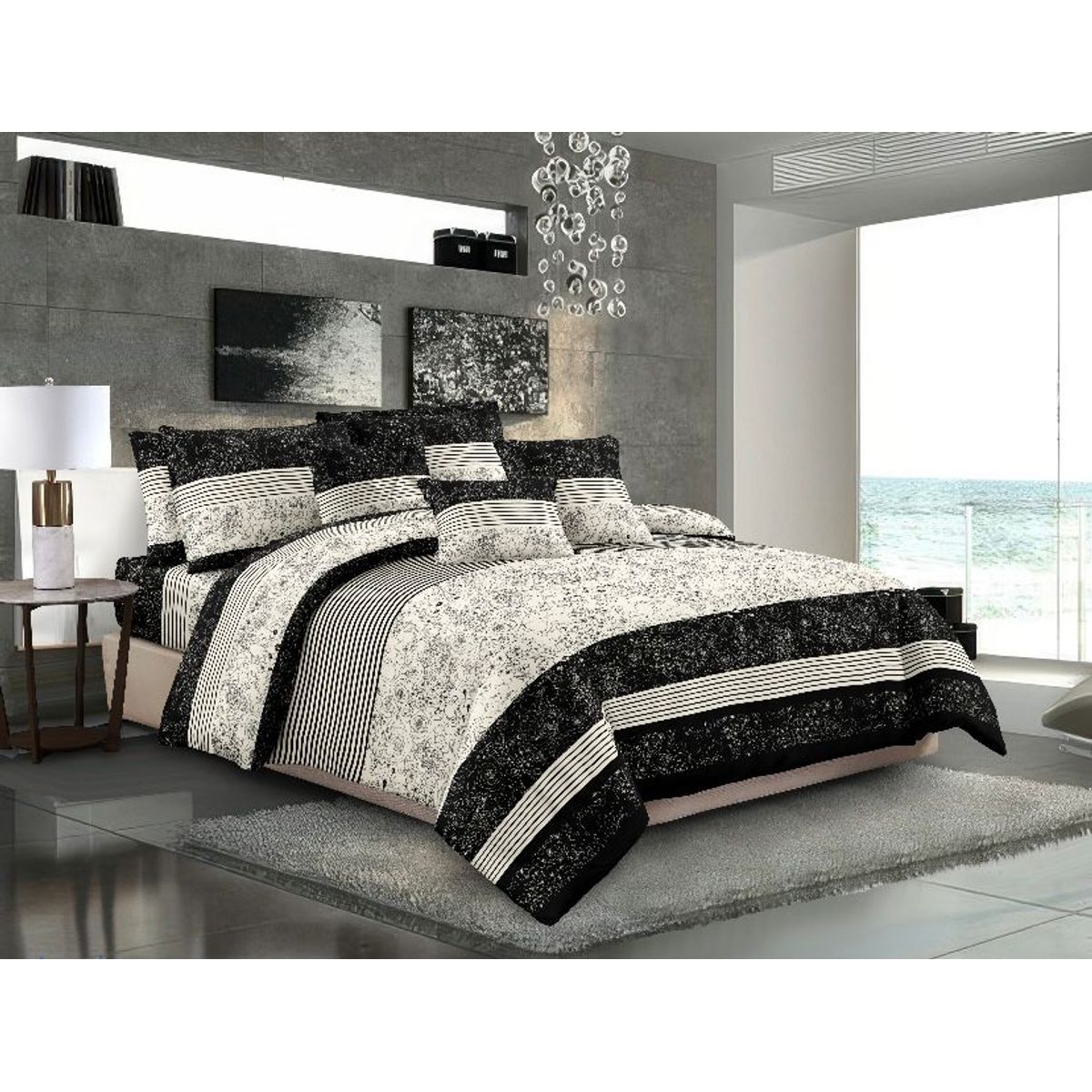 SIRENITAS - Edredón Cubrelecho Colcha Doble faz Gris Barcelona