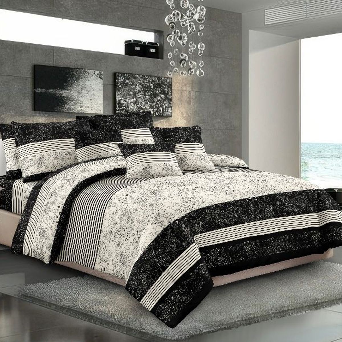 SIRENITAS - Edredón Cubrelecho Colcha Doble faz Gris Barcelona