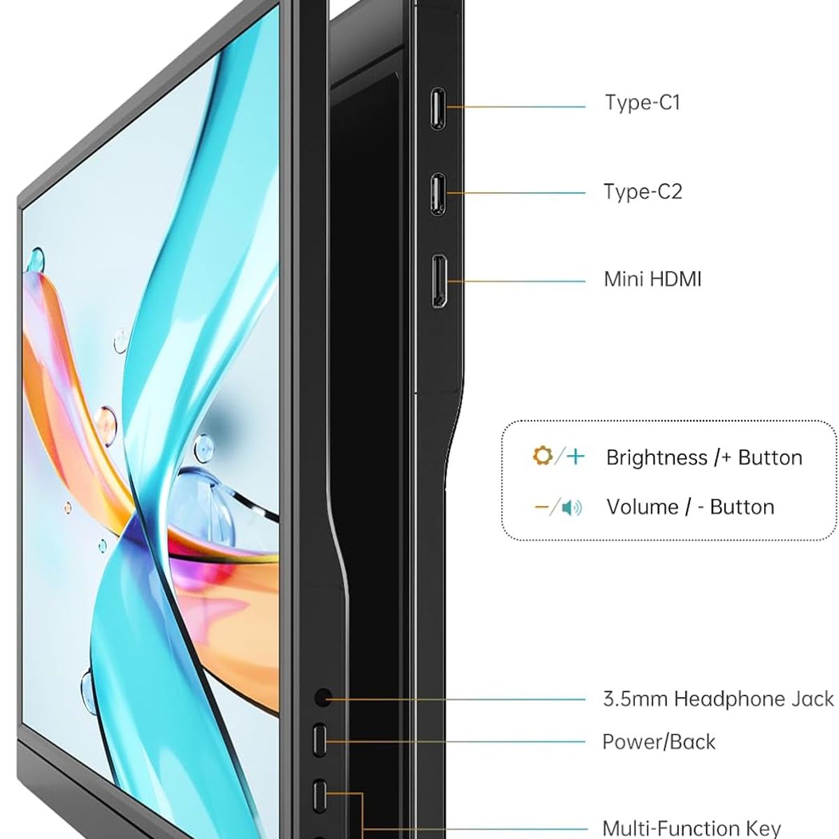 GENERICO - Monitor Portatil WCV 15.6” Full HD IPS 1080P USB-C HDMI