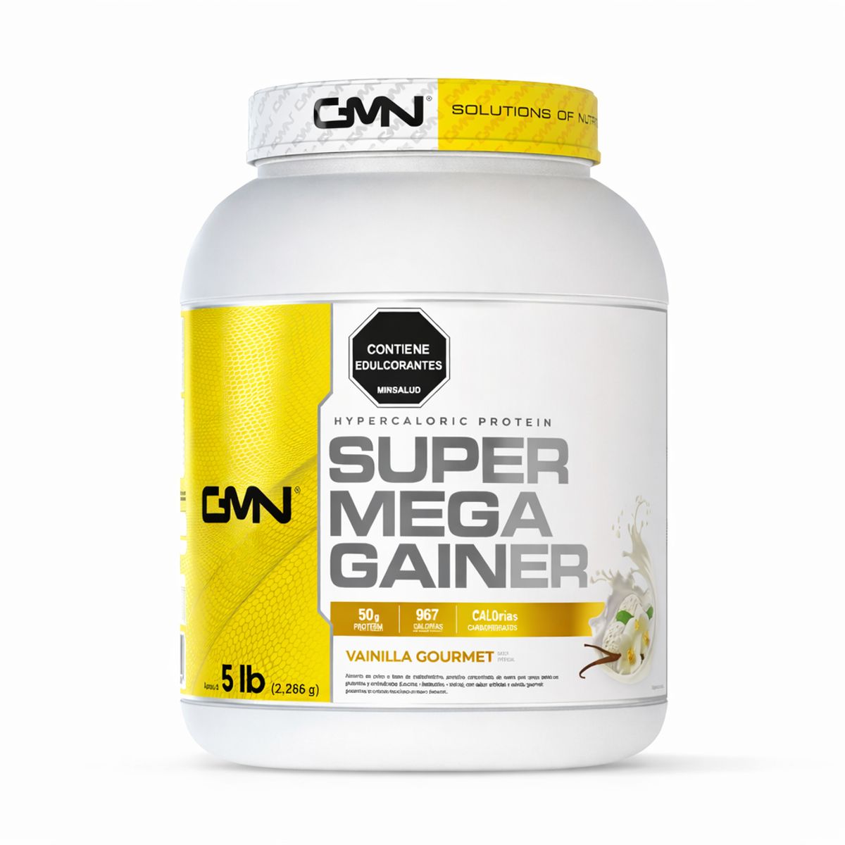 GMN - GMN Super Mega Gainer Hipercalórico 5 lb Vainilla Gourmet Proteína Carbohidratos
