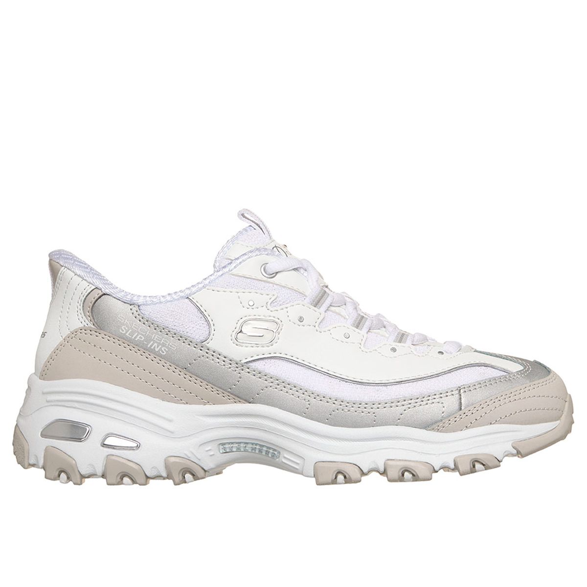 SKECHERS - Tenis Mujer Skechers D'Lites Smooth Nostalgia - Blanco/Gris