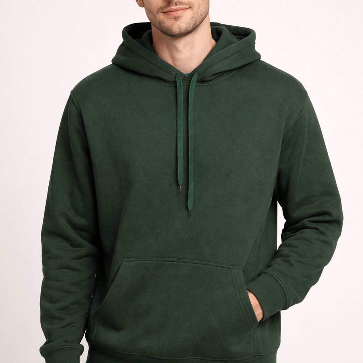 FRIOLENTA - Saco hoodie cuello redondo Hombre algodón perchado - Verde