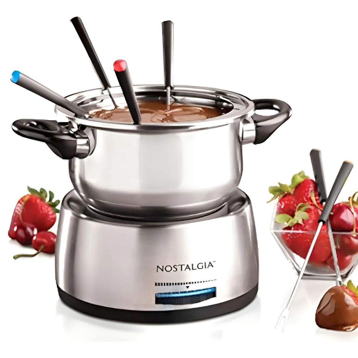 NOSTALGIA - Olla De Fondue Eléctrica Nostalgia Fps200, Acero Inoxidable Acero Inoxidable