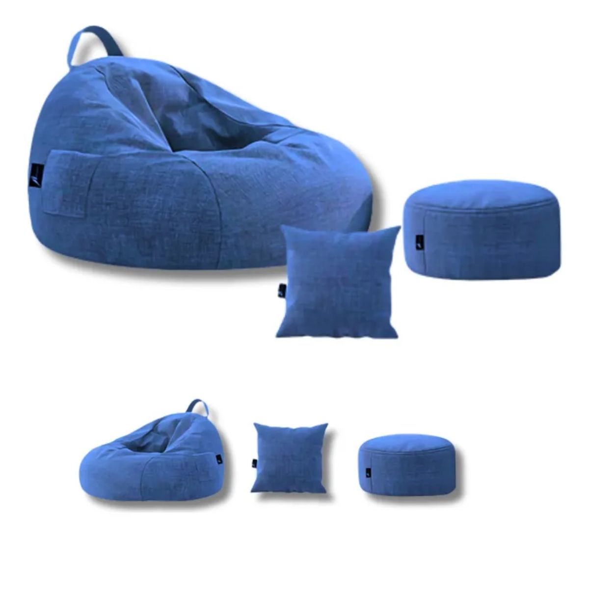 GENERICO - Puff Silla Tipo Gota Con Reposapies y Cojín Tamaño Adulto L Color Azul Indigo