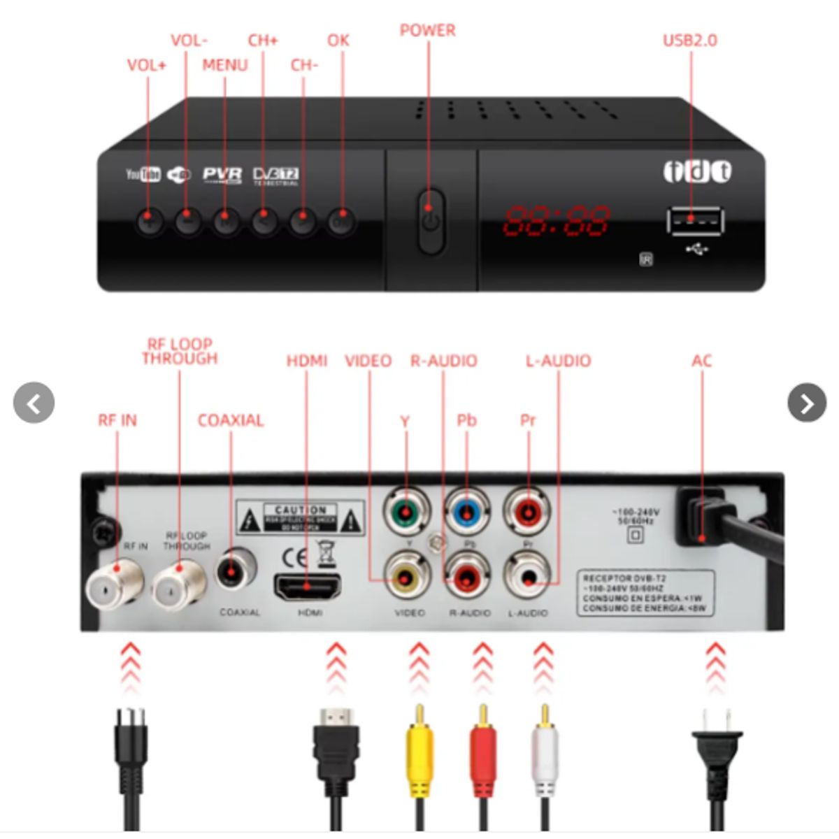 KRONE - Decodificador Tdt Full HD para Tv Digital DVB-T2