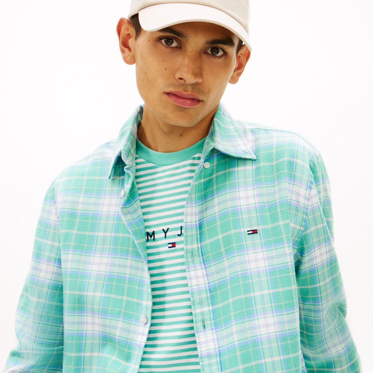 TOMMY HILFIGER - Gorra beige de béisbol con logo bordado Tommy Hilfiger