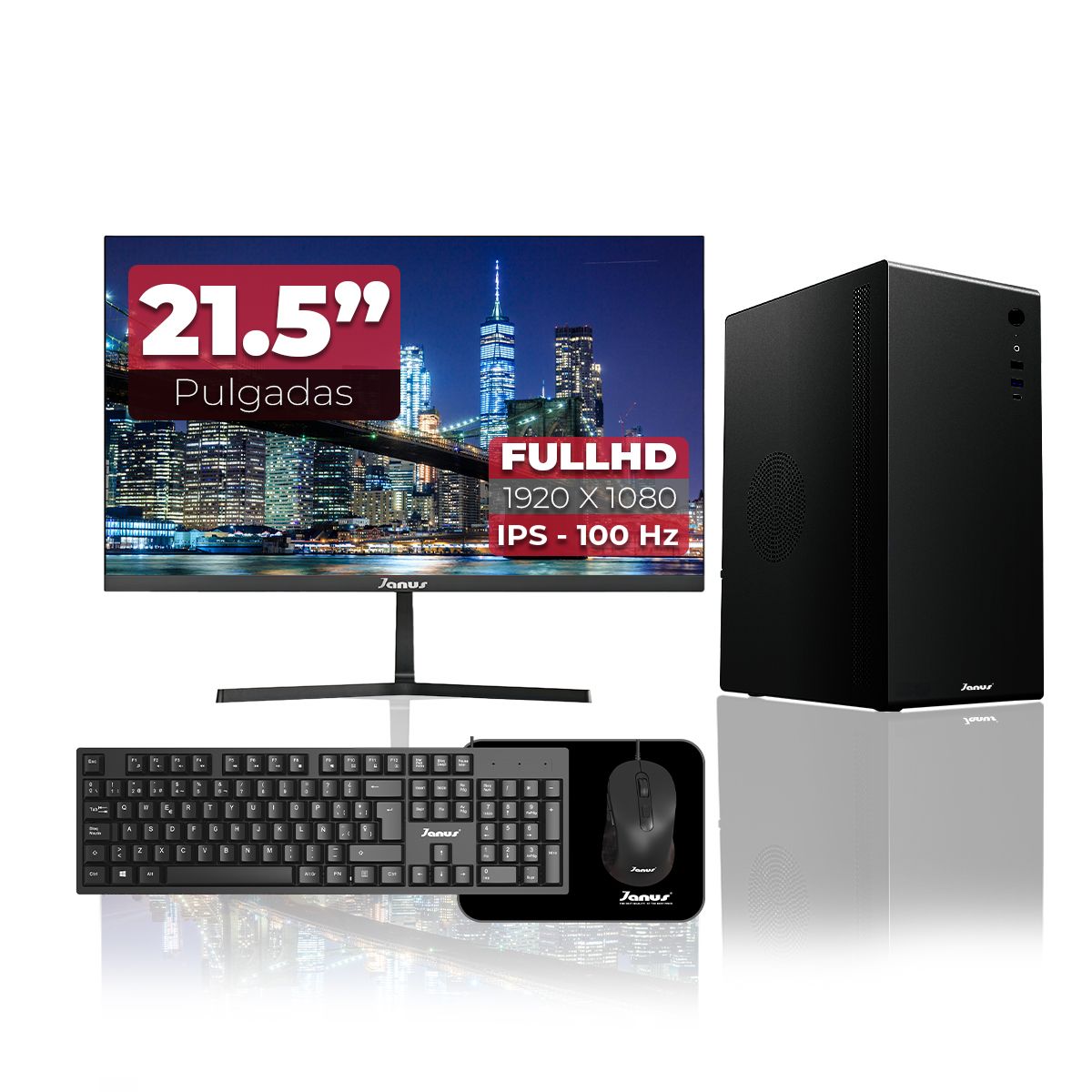 JANUS - Computador de escritorio Ryzen 3 3200G /SSD 256GB /DDR4 8GB /Monitor 22 pulgadas 100Hz