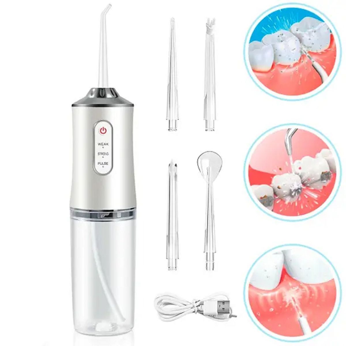 GENERICO - Irrigador Bucal Portátil Recargable Limpiador Dental Con Múltiples Modos De Presión