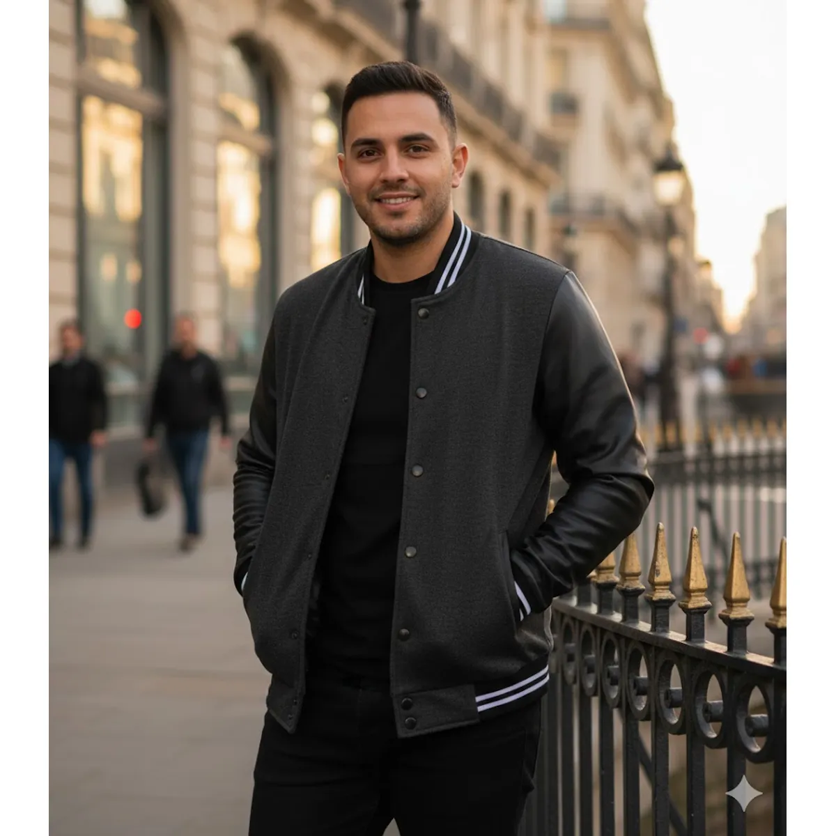 THE CLOTHING COMPANY - Chaqueta Beisbolera Cuero Hombre Algodon Perchado GNRC