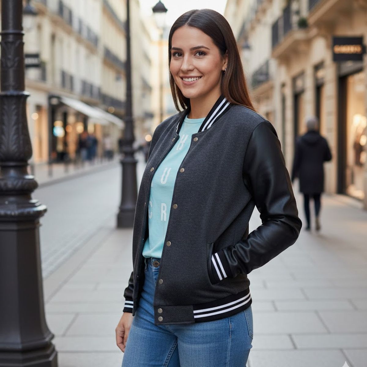 THE CLOTHING COMPANY - Chaqueta Beisbolera Cuero Mujer Algodon Perchado GNRC