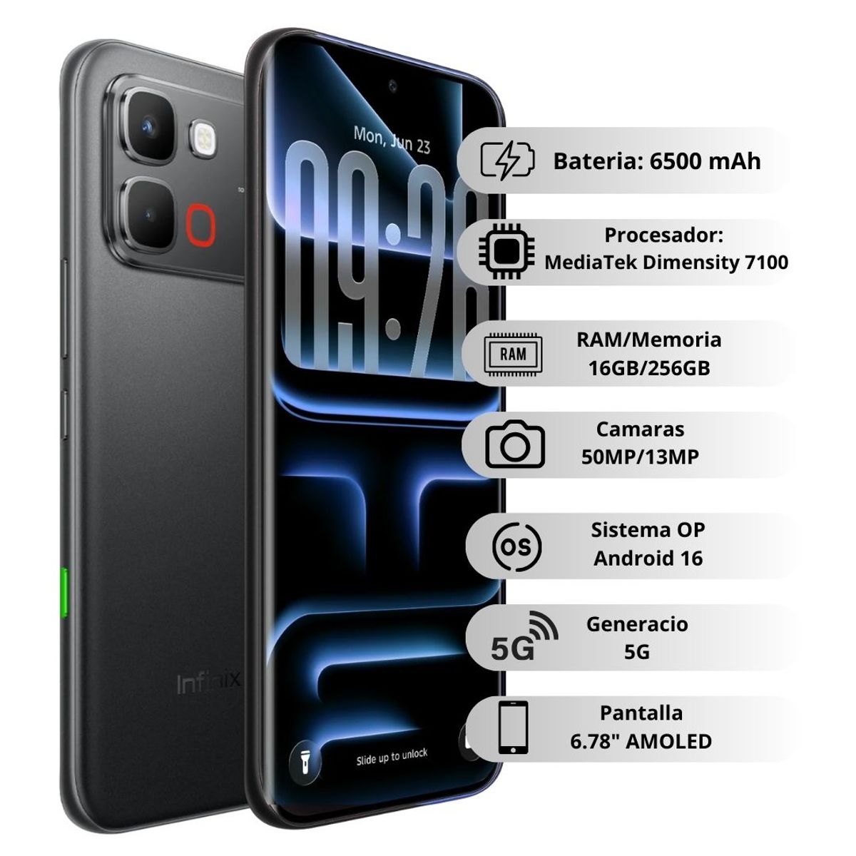 INFINIX - Celular INFINIX NOTE EDGE 5G 256GB16GB RAM - Negro